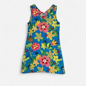 Vintage Y2K Floral Multicolor Mini Dress Size M Summer Resort Vacation 90s